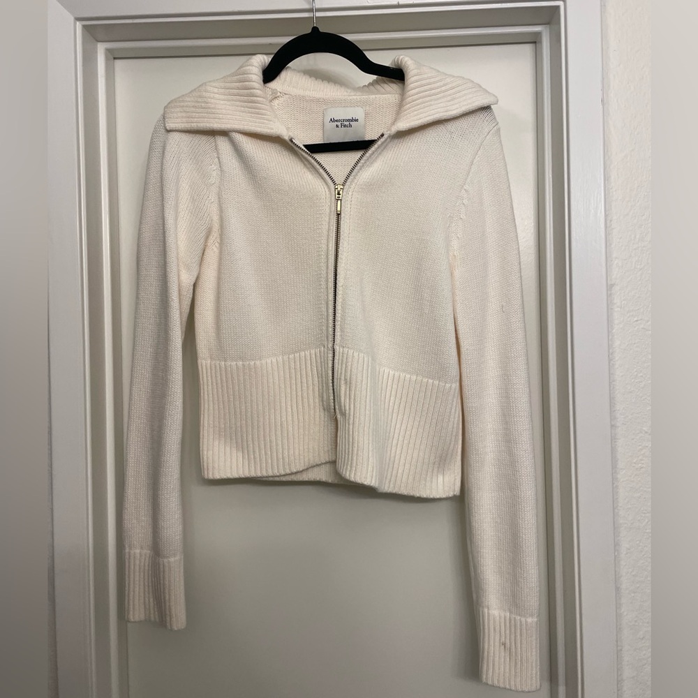 Abercrombie & Fitch Zip Up Collared Cardigan